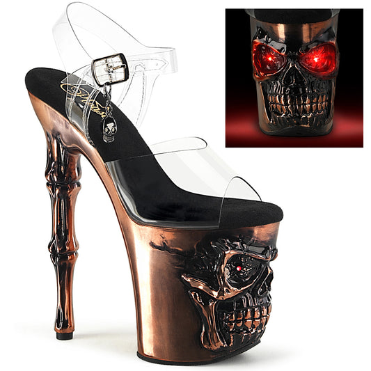 Pleaser  Sandals RAPTURE-808-LT Clr/Satin Copper Chrome