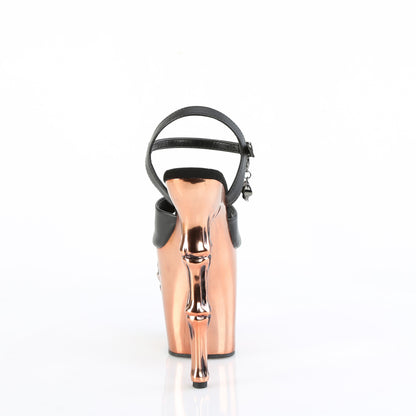 Pleaser  Sandals RAPTURE-809-LT Blk Faux Leather/Satin Copper Chrome