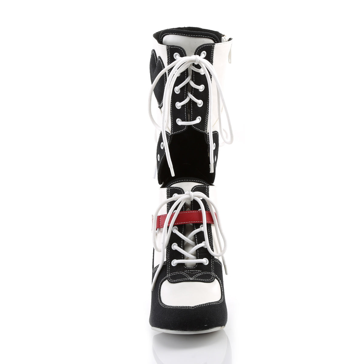 Funtasma Womens Boots REFEREE-200 White Pu-Black Canvas