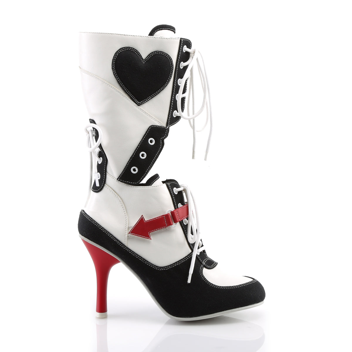 Funtasma Womens Boots REFEREE-200 White Pu-Black Canvas