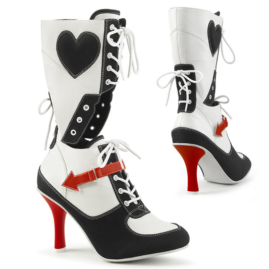 Funtasma Womens Boots REFEREE-200 White Pu-Black Canvas