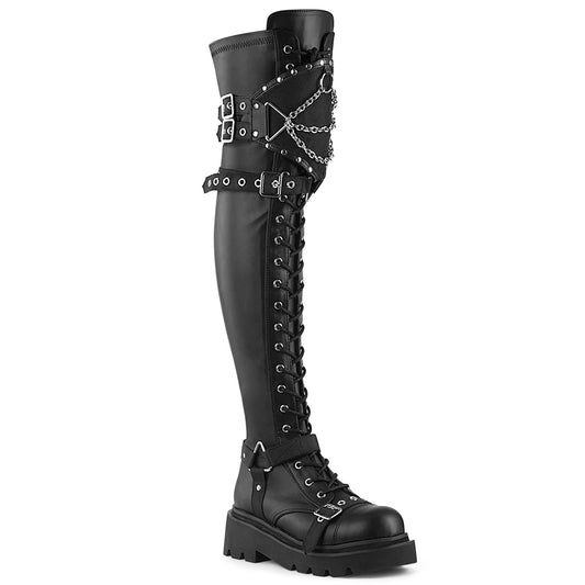 DemoniaCult  Boots RENEGADE-320 Blk Stretch Vegan Leather