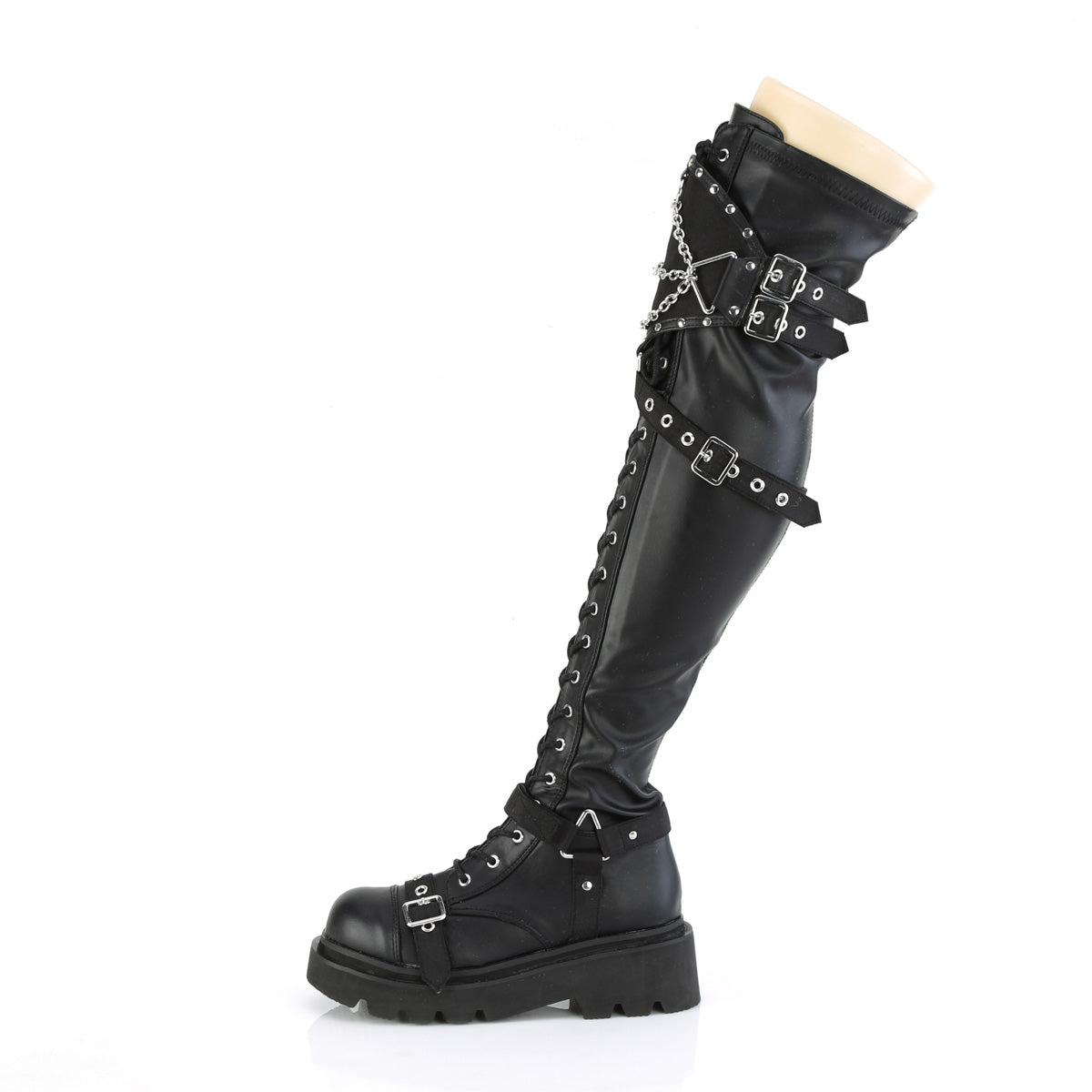 DemoniaCult  Boots RENEGADE-320 Blk Stretch Vegan Leather