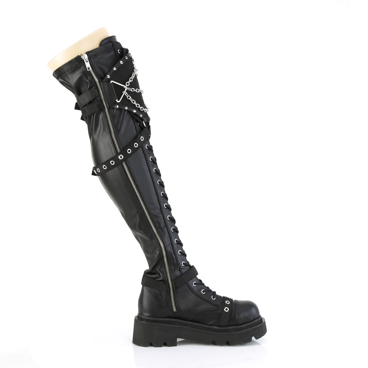 DemoniaCult  Boots RENEGADE-320 Blk Stretch Vegan Leather