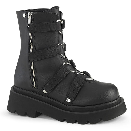 DemoniaCult  Ankle Boots RENEGADE-50 Blk Vegan Leather-Nylon
