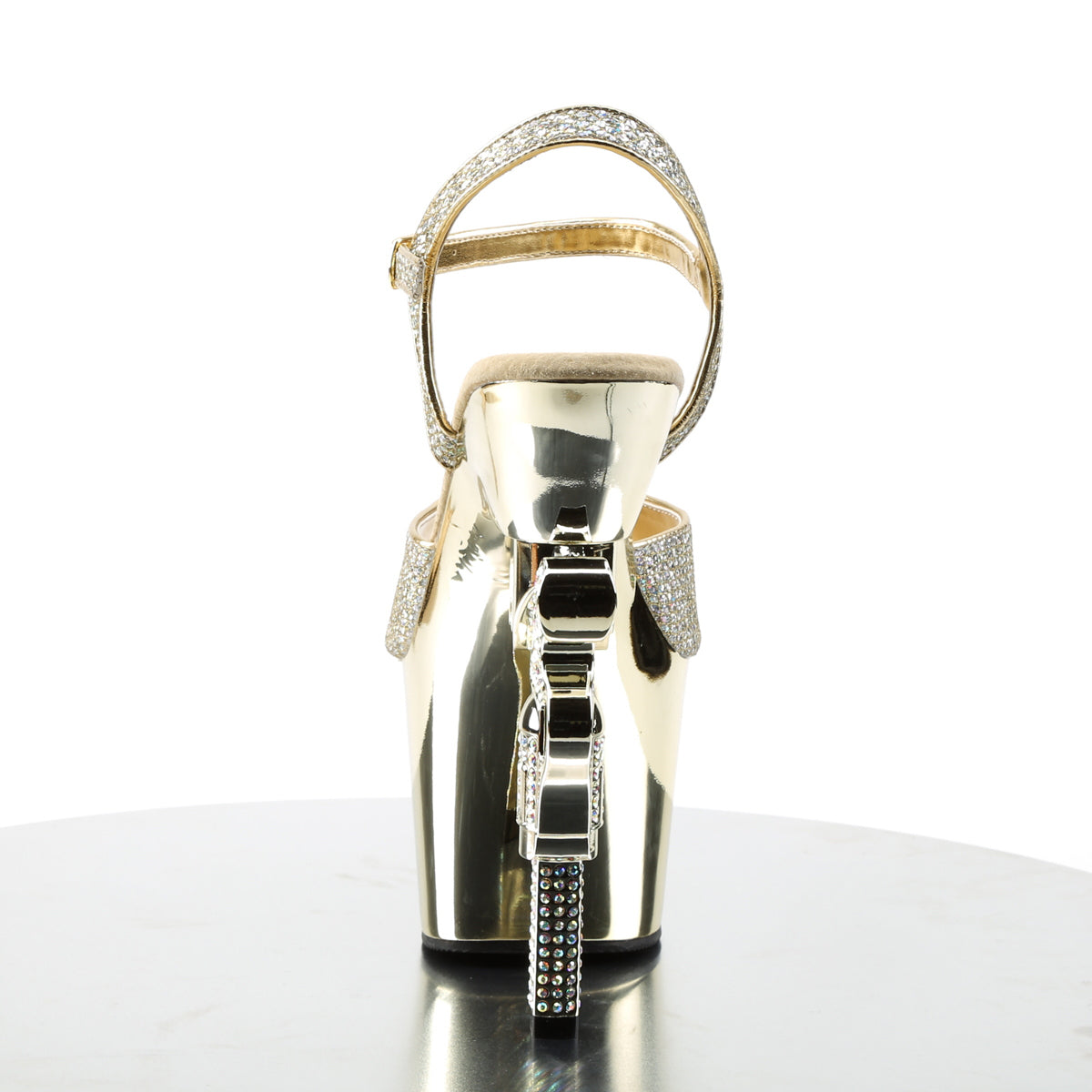 Pleaser Womens Sandals REVOLVER-709G Gold Multi Gltr/Gold Chrome