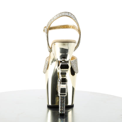 Pleaser Womens Sandals REVOLVER-709G Gold Multi Gltr/Gold Chrome