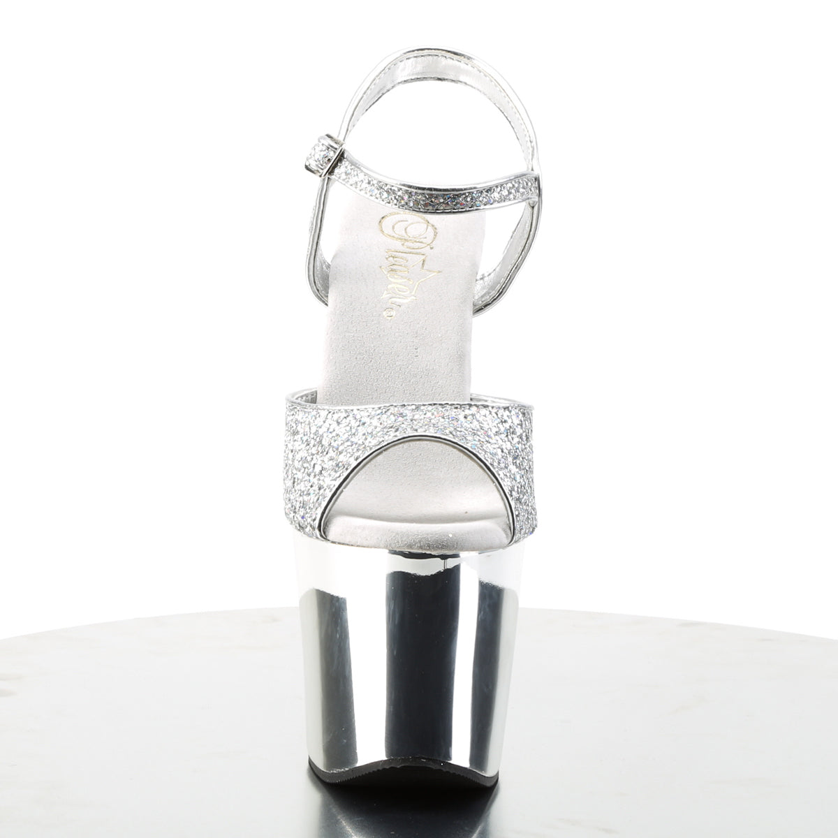 Pleaser Womens Sandals REVOLVER-709G Slv Multi Gltr/Slv Chrome