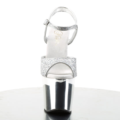 Pleaser Womens Sandals REVOLVER-709G Slv Multi Gltr/Slv Chrome