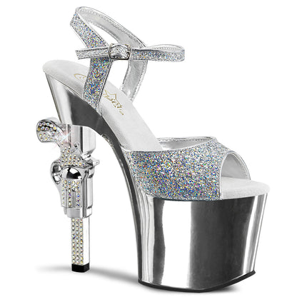 Pleaser Womens Sandals REVOLVER-709G Slv Multi Gltr/Slv Chrome