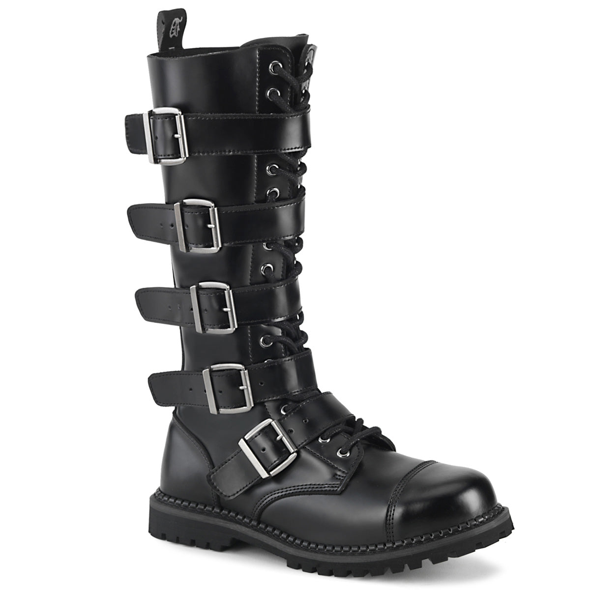 DemoniaCult Mens Boots RIOT-18BK Blk Leather