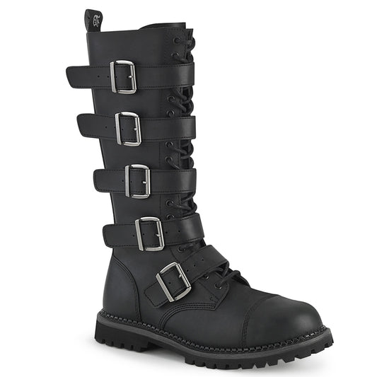DemoniaCult Mens Boots RIOT-18BK Blk Vegan Leather