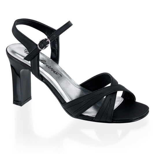 Fabulicious Womens Sandals ROMANCE-313 Blk Satin Pu