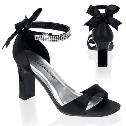 Pleaser Pink Label Womens Pumps ROMANCE-372 Blk Satin