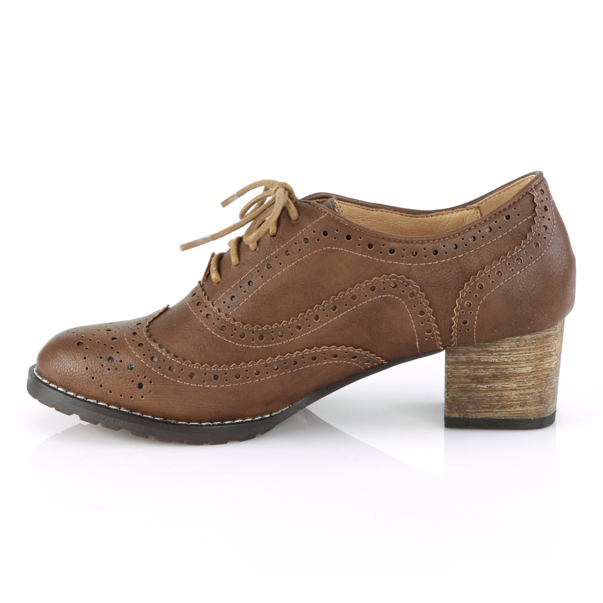 Pin Up Couture Womens Pumps RUSSELL-34 Brown Faux Leather