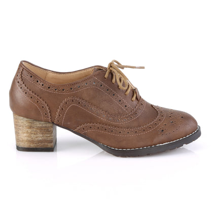 Pin Up Couture Womens Pumps RUSSELL-34 Brown Faux Leather