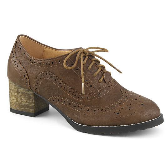 Pin Up Couture Womens Pumps RUSSELL-34 Brown Faux Leather
