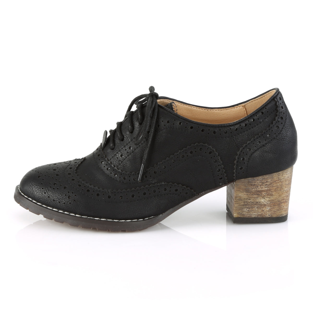 Pin Up Couture Womens Pumps RUSSELL-34 Black Faux Leather