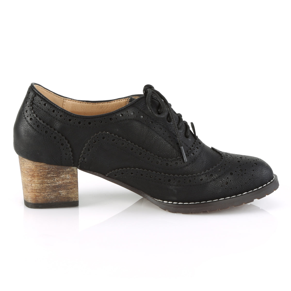 Pin Up Couture Womens Pumps RUSSELL-34 Black Faux Leather