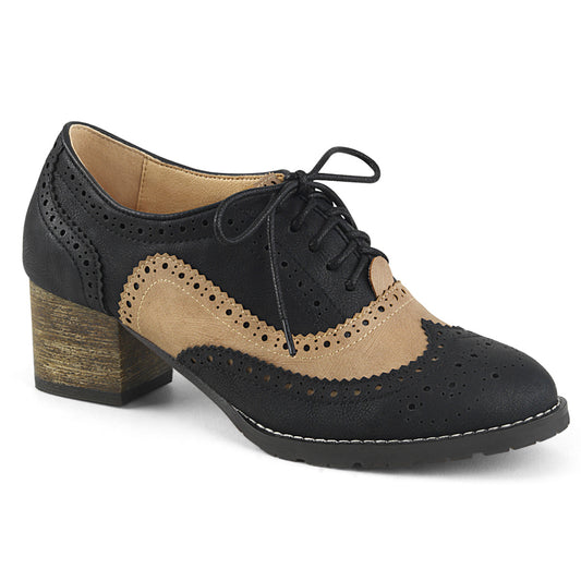 Pin Up Couture Womens Pumps RUSSELL-34 Black-Tan Faux Leather