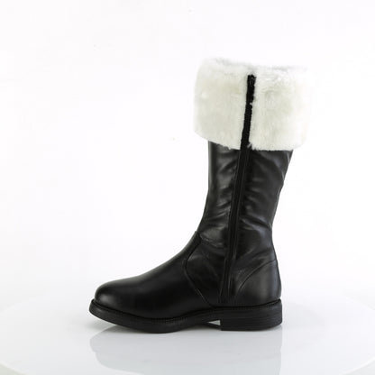 Funtasma Mens Boots SANTA-100 Blk Pu-Wht Faux Fur
