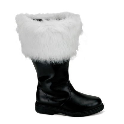 Funtasma Mens Boots SANTA-106WC Blk Pu-Wht Faux Fur