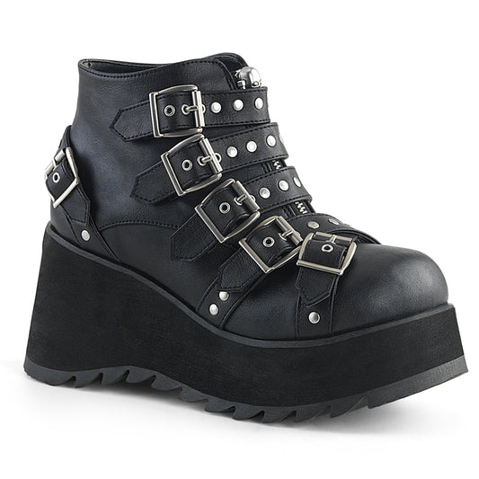 DemoniaCult Womens Ankle Boots SCENE-30 Blk Vegan Leather