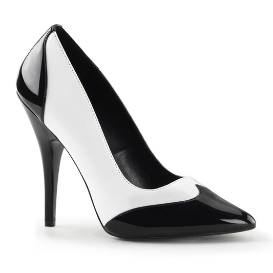 Pleaser Womens Pumps SEDUCE-425 Blk-Wht Pat