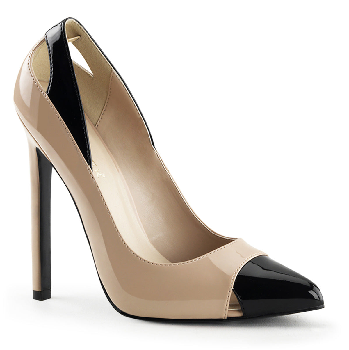 Pleaser Womens Pumps SEXY-22 Nude-Blk Pat