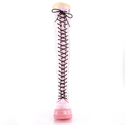 DemoniaCult  Boots SHAKER-374-1 B. Pink Hologram Stretch Patent