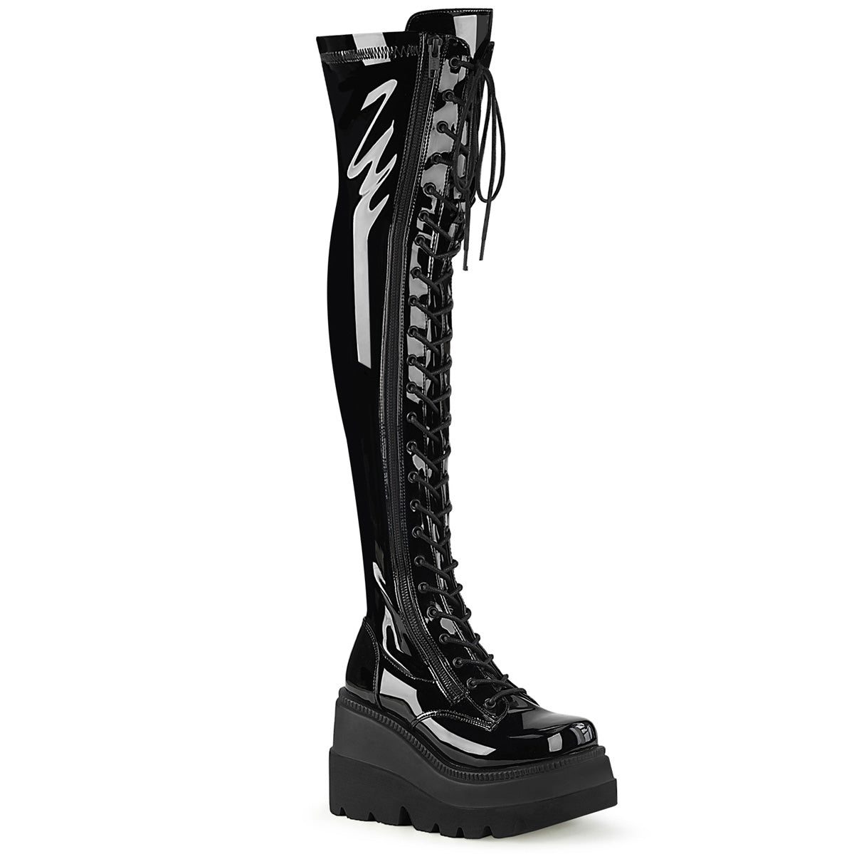 DemoniaCult Womens Boots SHAKER-374 Blk Stretch Patent