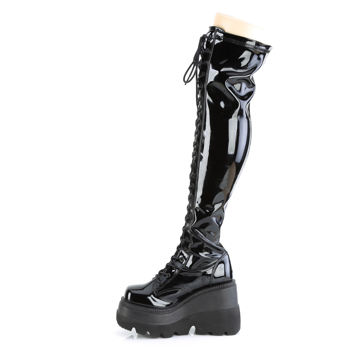 DemoniaCult Womens Boots SHAKER-374 Blk Stretch Patent