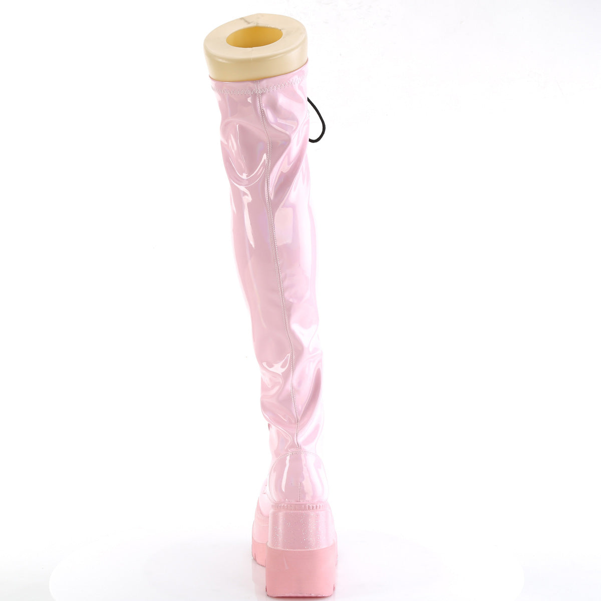 DemoniaCult Womens Boots SHAKER-374 B. Pink Hologram Stretch Patent