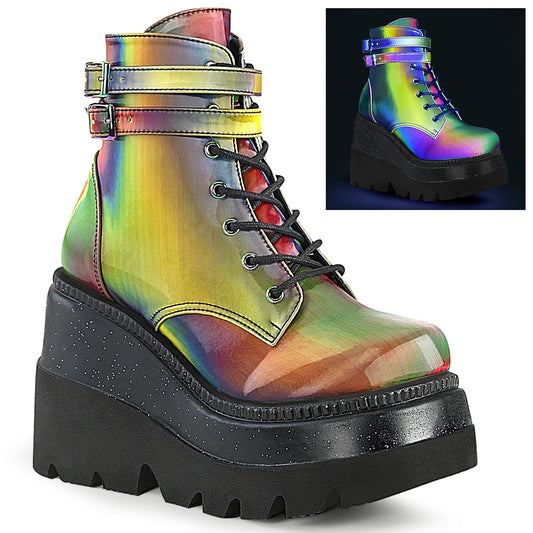 DemoniaCult Womens Ankle Boots SHAKER-52 Rainbow Reflective