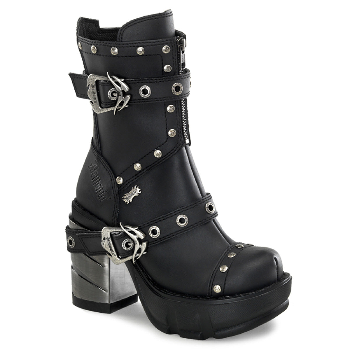 DemoniaCult Womens Boots SINISTER-201 Blk Vegan Leather