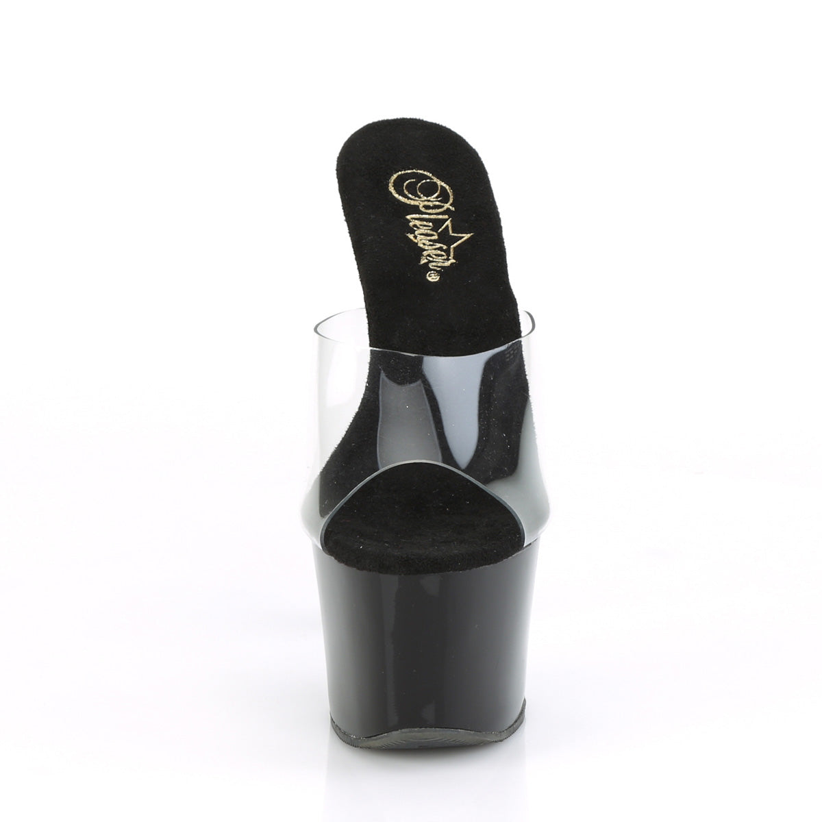 Pleaser Womens Sandals SKY-301CRS Clr/Blk-Slv AB Rhinestone