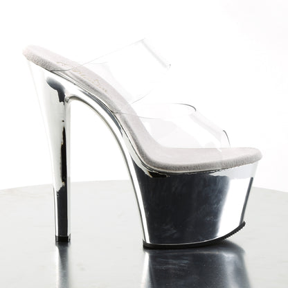Pleaser Womens Sandals SKY-302 Clr/Slv Chrome