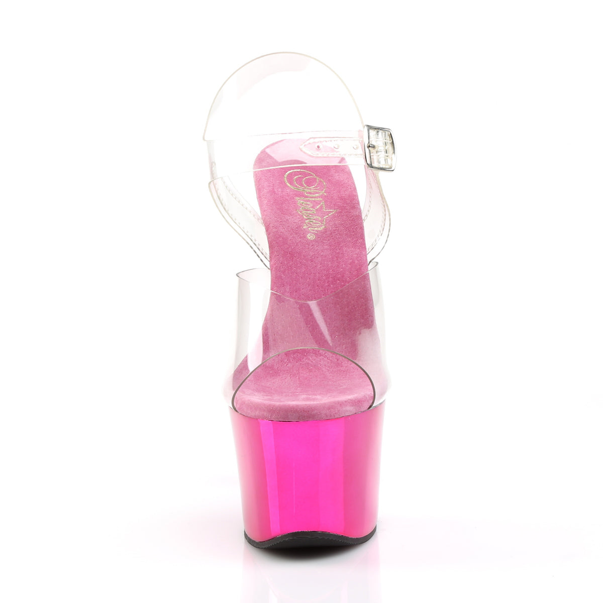 Pleaser Womens Sandals SKY-308 Clr/H. Pink Chrome
