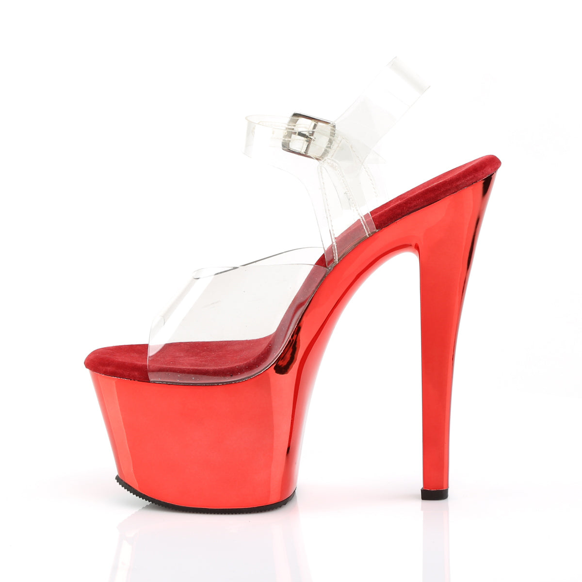 Pleaser Womens Sandals SKY-308 Clr/Red Chrome