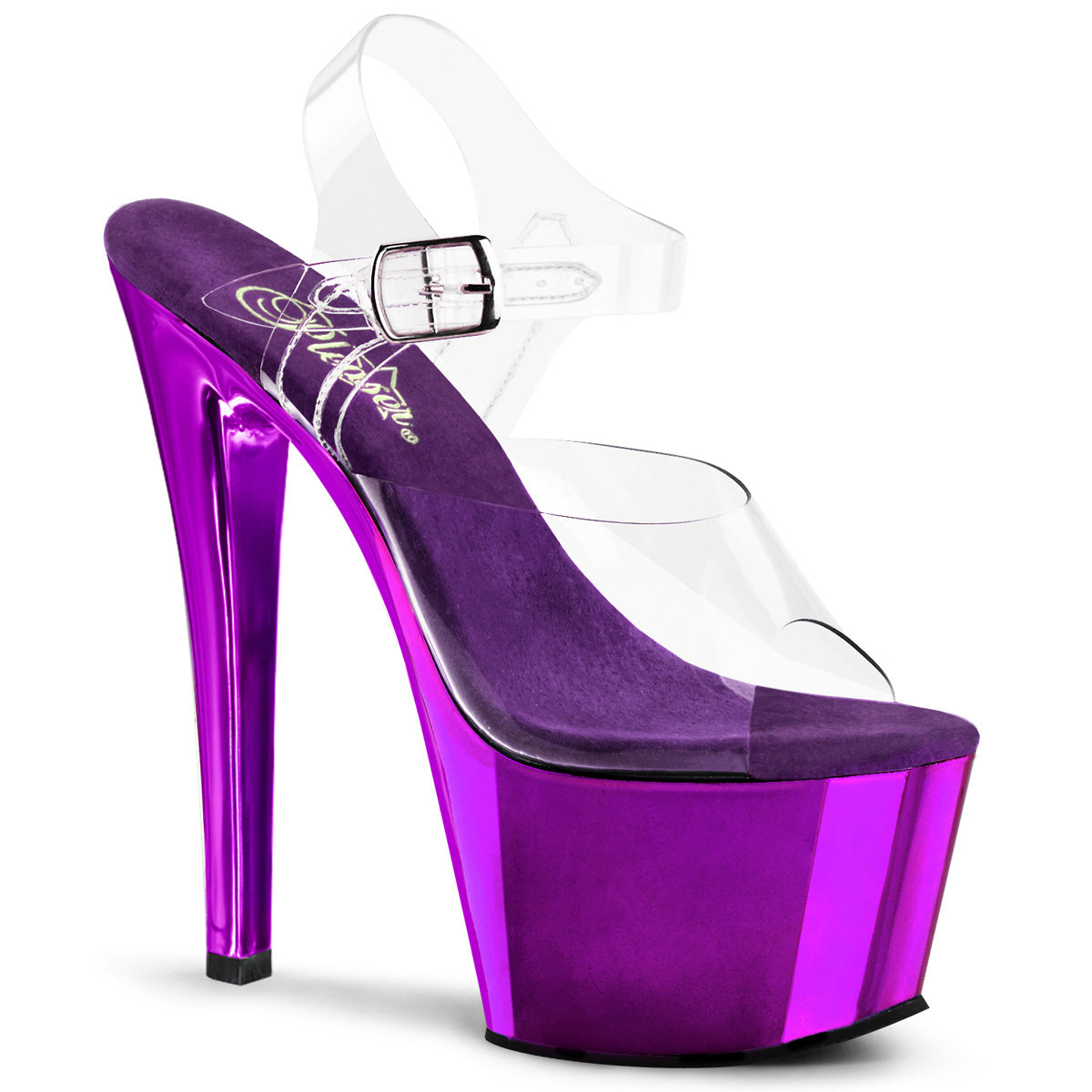 Pleaser Womens Sandals SKY-308 Clr/Purple Chrome