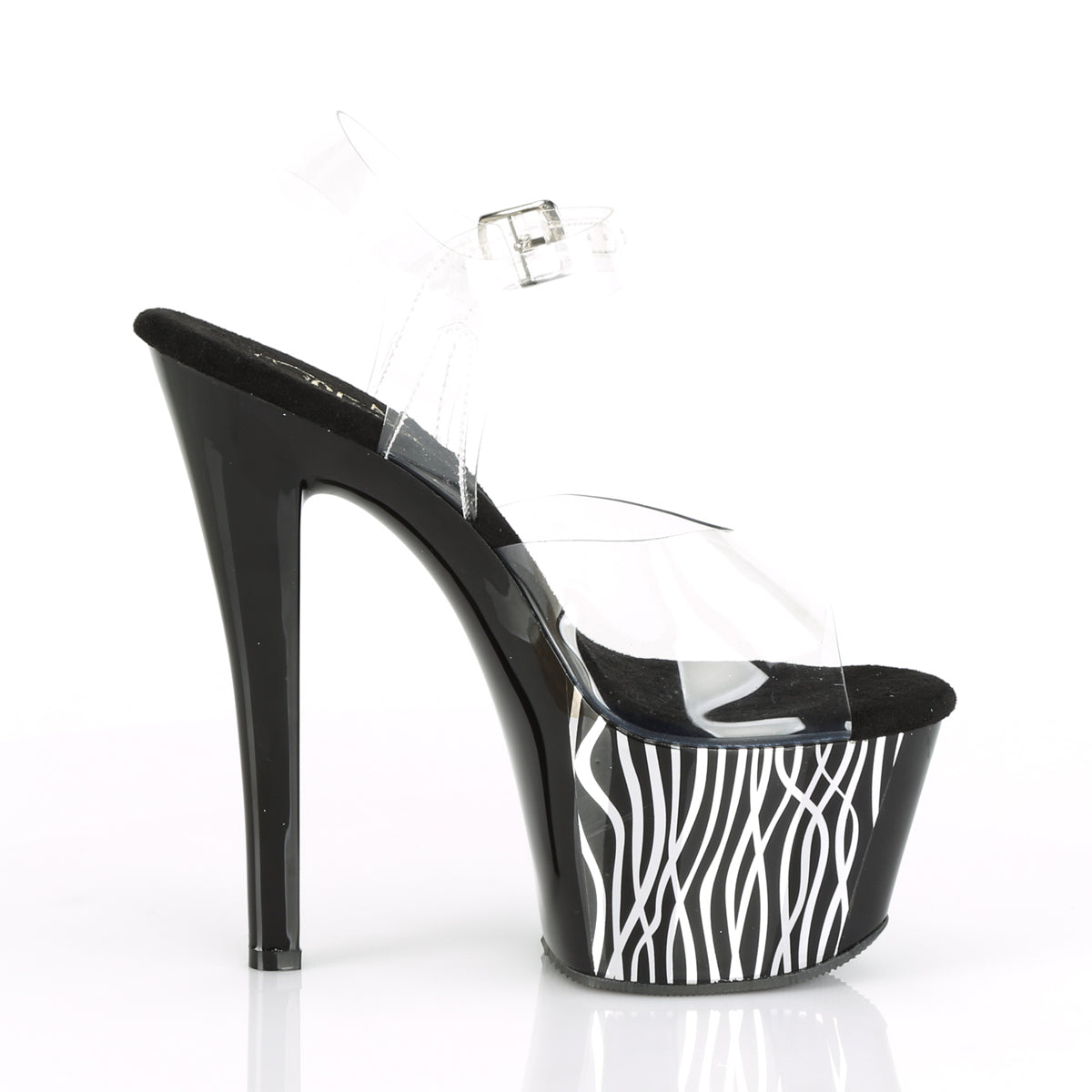 Pleaser Womens Sandals SKY-308CP-2 Clr/Blk-Slv Chrome