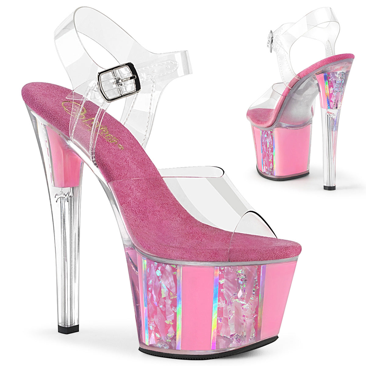 Pleaser Womens Sandals SKY-308OF Clr/B. Pink