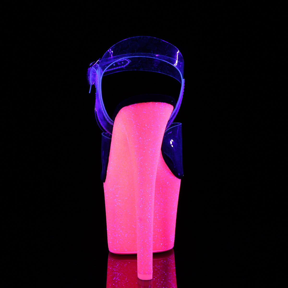 Pleaser Womens Sandals SKY-308UVG Clr/Neon H. Pink Glitter