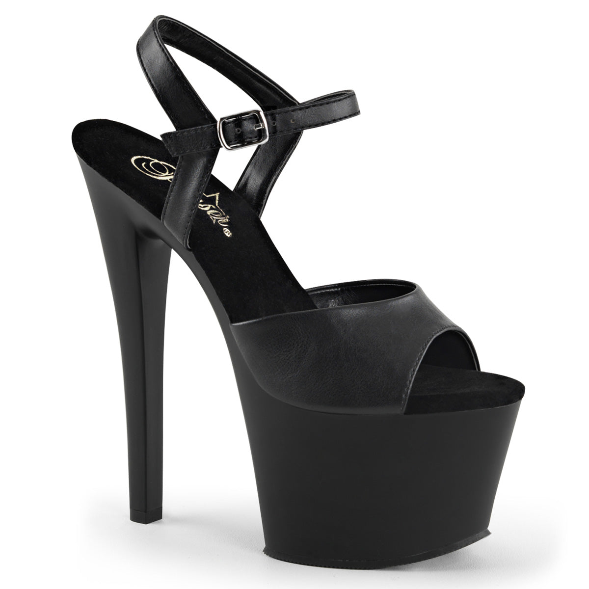 Pleaser Womens Sandals SKY-309 Blk Faux Leather/Blk Matte