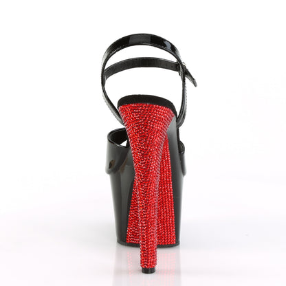 Pleaser Womens Sandals SKY-309CHRS Blk/Blk-Red RSTN