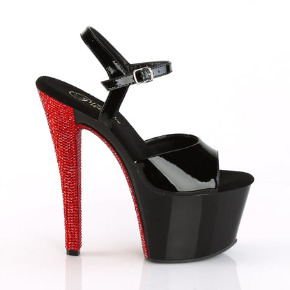 Pleaser Womens Sandals SKY-309CHRS Blk/Blk-Red RSTN