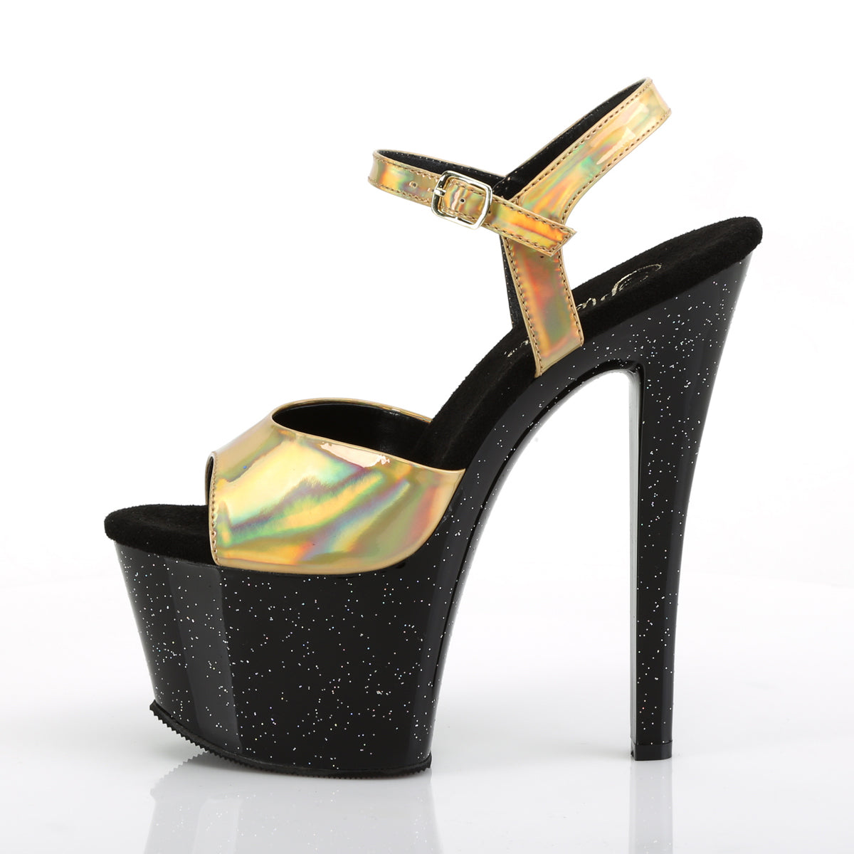 Pleaser Womens Sandals SKY-309HG Gold Hologram/Blk