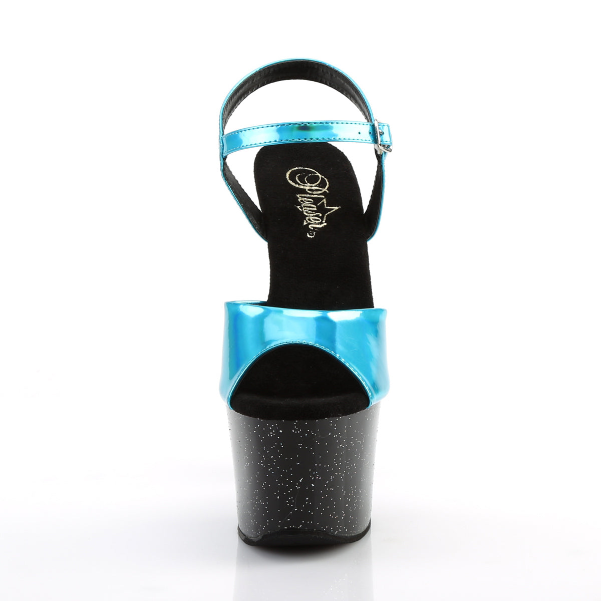 Pleaser Womens Sandals SKY-309HG Turquoise Hologram/Blk