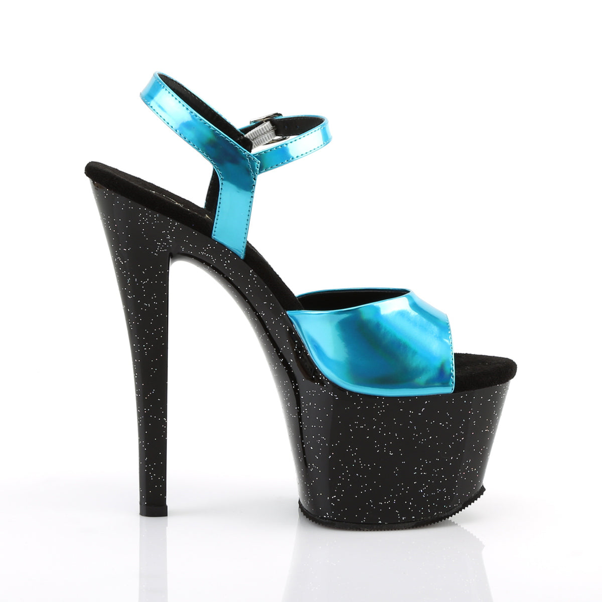 Pleaser Womens Sandals SKY-309HG Turquoise Hologram/Blk