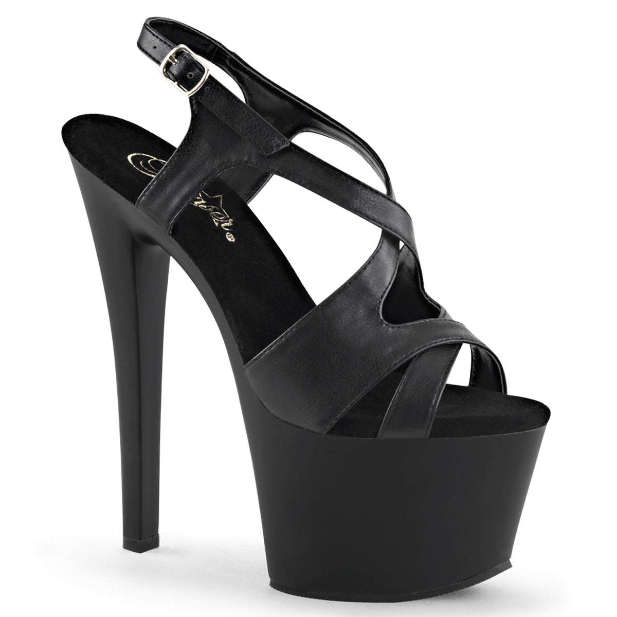Pleaser Womens Sandals SKY-330 Blk Faux Leather/Blk Matte